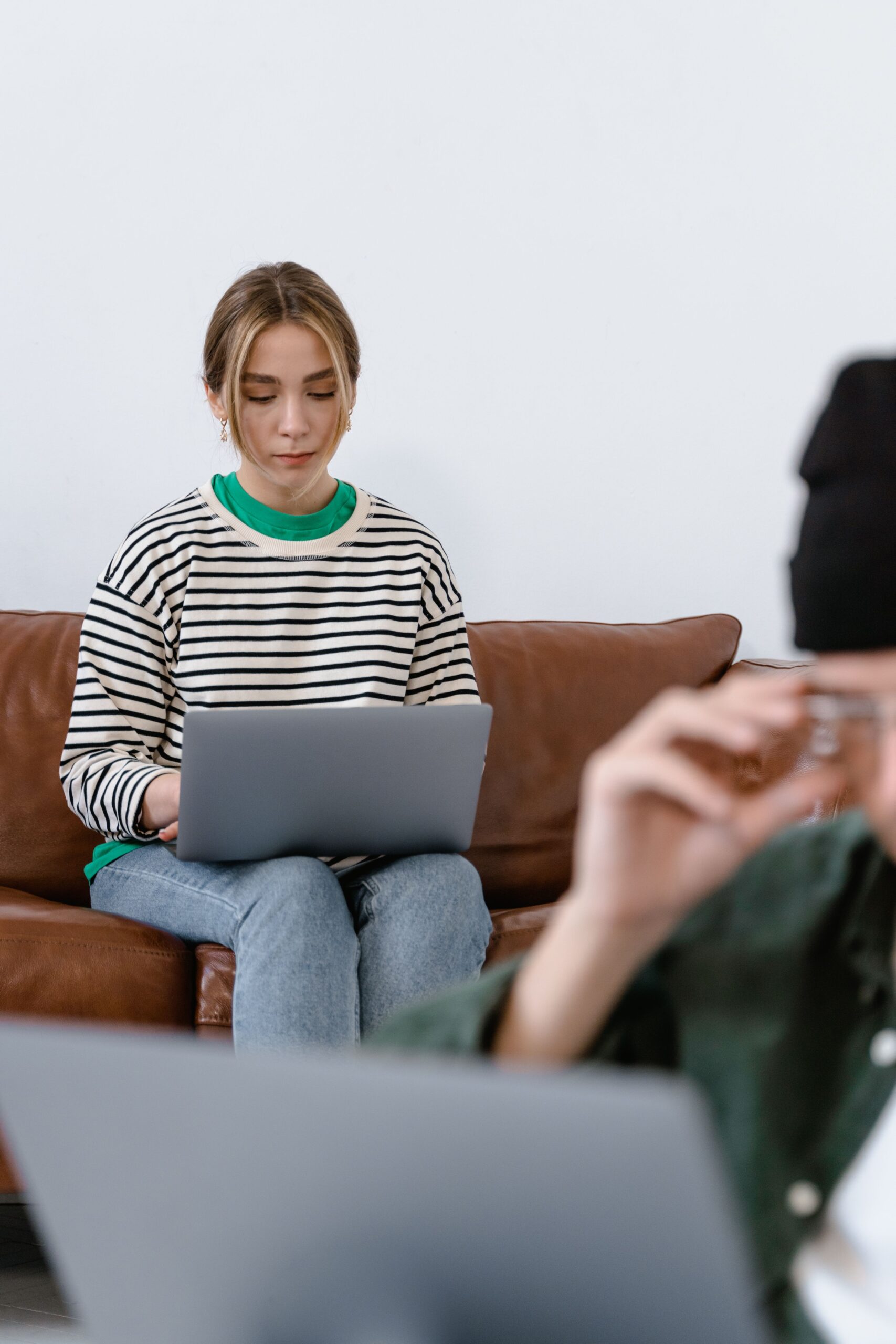 Remote writer working on a laptop from home